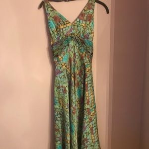 Jones New York Green Blue Silk Halter Dress